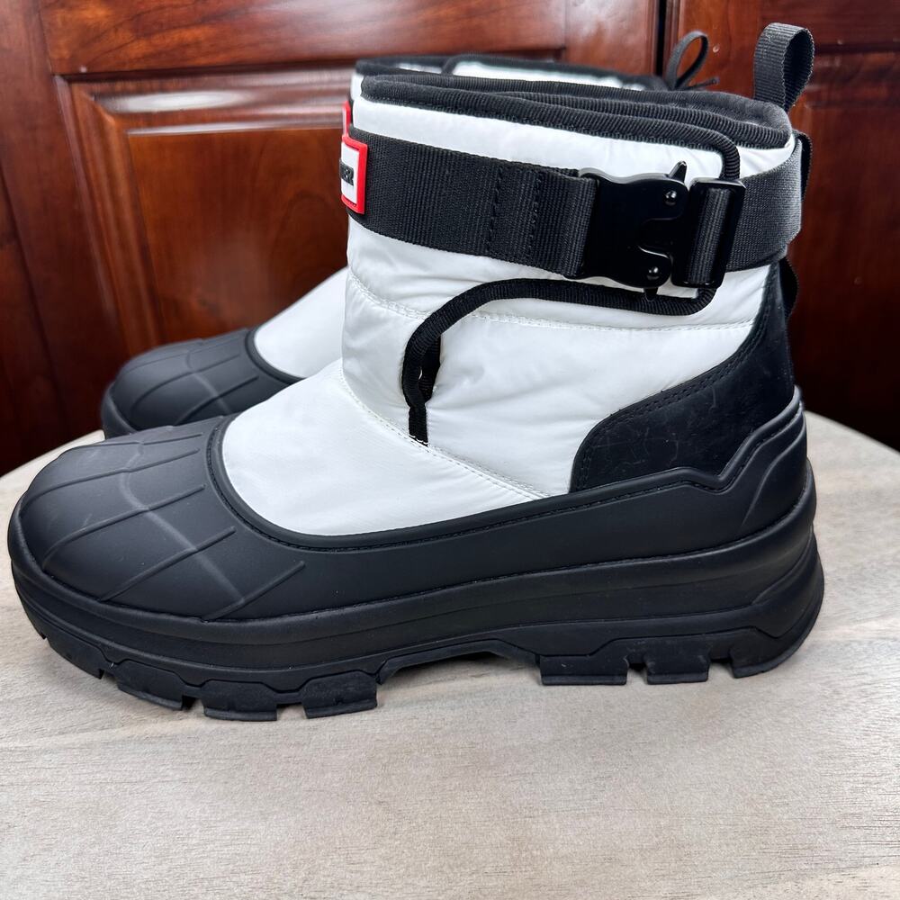 Hunter Short Buckle Intrepid Womens Snow Boots Size 9 White Black Short Winter - Picture 2 of 16